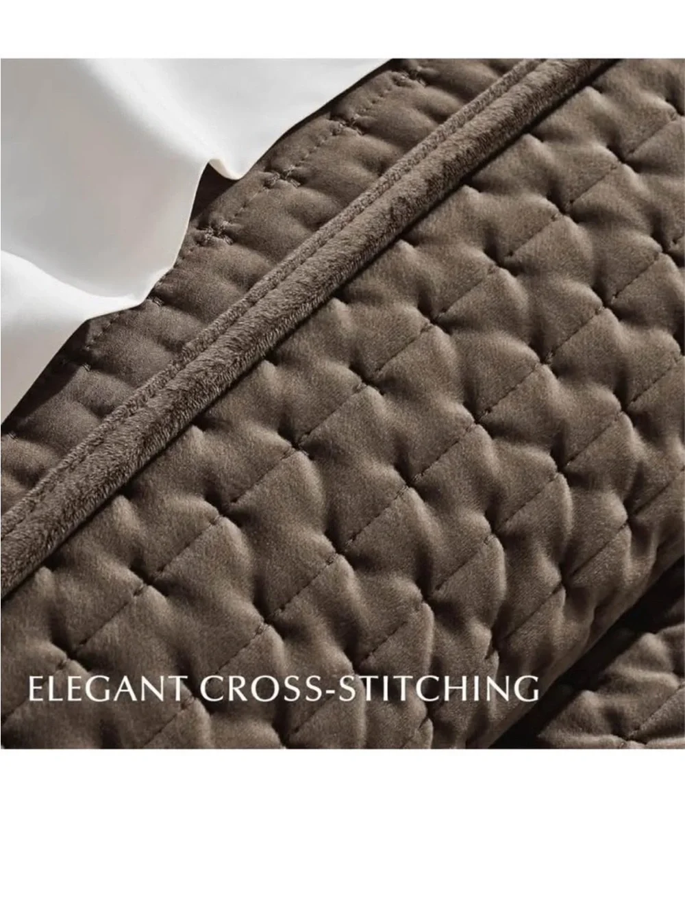 EverGrace Luxury Velvet Quilt Set King Size 3 Piece, Soft Cross-Stitch Velvet